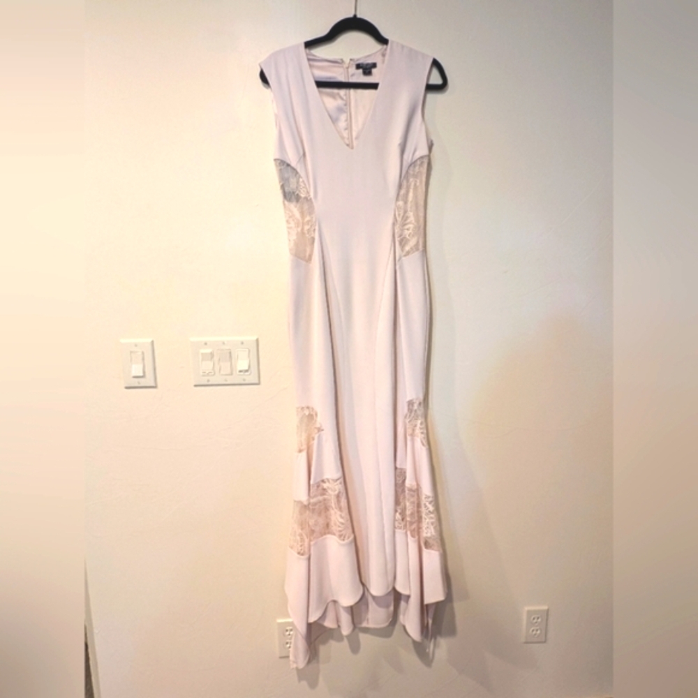 Gorgeous Marciano pale pink & lace cutout, ankle length &  sleeveless dress